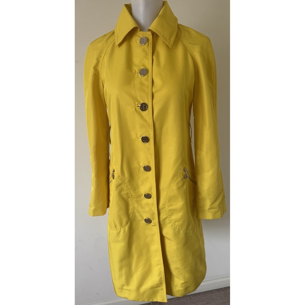 Tory Burch Trench/Raincoat Collared Button Up Women's Size 2 Yellow - Picture 2 of 13